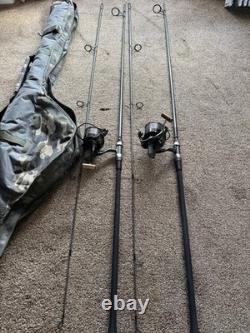 2 X E. S. P Onyx 12 Foot X 3.25 Tc Carp Rod Set Up With Luggage