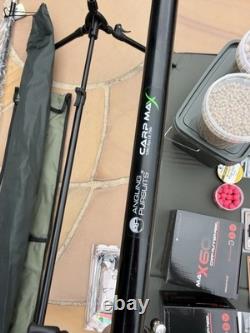 24pc Carp Fishing 2 Rod Set Up Inc Pod Alarms 42 Net Bait Rigs Pva Bags Matt