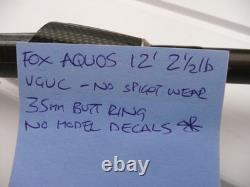 2x 12ft FOX AQUOS CARP FISHING RODS-2.5 & 2.75lb-USED/VGC/NO DECALS FREE POST