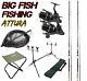 Blackrock/attura Carp Set 2 X Carbon Carp Rods, 2 X Reels, Rod Pod, Net, & Stool