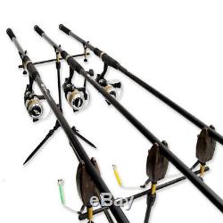 Carp Fishing 3 Rod & Reel Set Up With Camo Carryall + Rod Holdall Tackle & Bait