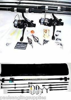 Carp Fishing Kit 2 X Rod Set Up Reel Rod Pod + Tackle
