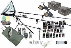 Carp Fishing Kit Set 2 x Rods Reels Tackle GIANT Accessory Pack PC21