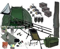 Carp Fishing Set Up 3 Rod Mega Kit Rods Reels Chair Rod Bag Tackle Mat P16? 