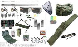 Carp Fishing Set Up Kit Rods Reels Bait Tackle Tools Mat MEGA NGT KIT