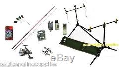 Carp Fishing Starter Set Up Kit Rod Reel Alarm Rod Pod Bait Tools & Tackle
