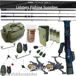 Carp Fishing set up Lineaeffe 2 Rods Reels Bite Alarms Holdall Pod Bag Boilies
