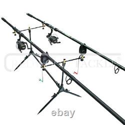 Carp/Pike Fishing Kit 2 Rods 2 FreeSpool Reels Pod, + 2 Alarms + Shelter/Bivvy