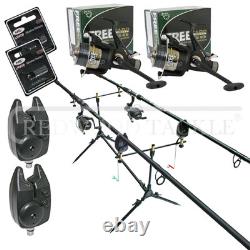 Carp Tackle Fishing Set Up 2x 12ft Rods, 2x Carp BTR Reels, Rod Pod, 2x Alarms