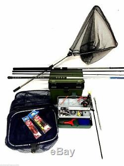 Coarse Float Fishing Kit Set 12ft Rod, Reel, Box, Tackle Rigs + Pole Net