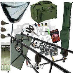 Complete Carp Fishing 2 Rod Set Up Reels With Carryall Holdall Pod Alarm Tackle