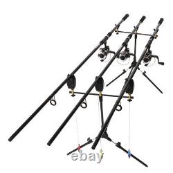 Complete Carp Fishing 3 x Rod and Reel Set Up With Pod Indicator And Bite Alarms