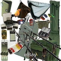 Complete Carp Fishing Set Up + 3 Rods Reels Alarms Luggage Tackle Holdall Bait