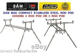 Dam Mad Compact Stainless Steel Rod Pod+carry Case/bag Carp Fishing 2 Or 3 Rod