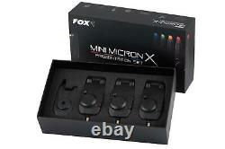 FOX Mini Micron X 3 Rod Bite Alarm Set FREE BATTERIES