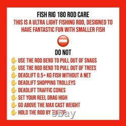 Fish Rig 180 Telescopic Rod 160/180cm Hi-Carbon Travel Rod + 2 Tips Lightweight