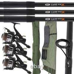 Fishing Carp Rods 12ft 2pc & NGT 2BB Runner Reels + 3 Rod Holdall Bag 2 / 3