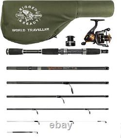 Fishing Rod Reel & Case Set. Compact 6 Sections, 2 Tips. Spin Bait Carp Pike Sea