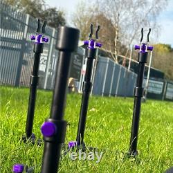LFS Black GRAND Aluminium Rod Pod Purple Screws Fully Adjustable Carp Fishing