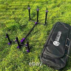 LFS Black GRAND Aluminium Rod Pod Purple Screws Fully Adjustable Carp Fishing