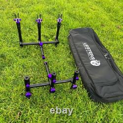 LFS Black GRAND Aluminium Rod Pod Purple Screws Fully Adjustable Carp Fishing