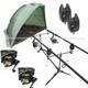 Oakwood Carp Fishing Tackle 2 Rods 2 Btr/freespool Reels/alarms/shelter/bivvy