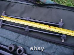 ORIGINAL FOX QUATTRO POD w 3 ROD BUZZ BARS & BAG USED CARP FISHING SET UP