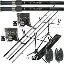 Oakwood Carp Fishing Tackle Set, 3PC Rods, Single BTR Reels, Pod, Alarms ETC