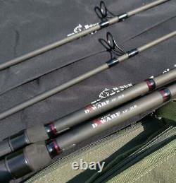 Pair Of Nash H-gun Dwarf 10' 3lb Test Curve Carp Fishing Rods & Rod/reel Sleeve