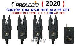 Prologic Custom Smx Mkii Bite Alarm Set+carry Case For 2+1 3+1 4+1 Carp Rod Pod