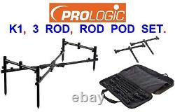 Prologic K1 3 Rod Pod System Goal Post Kit+carry Bag Carp Fishing 3 Rod Rest Set