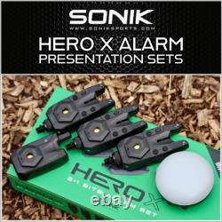 SONIK HeroX ALARM PRESENTATION SETS 2 OR 3 ROD CARP FISHING BITE ALARMS