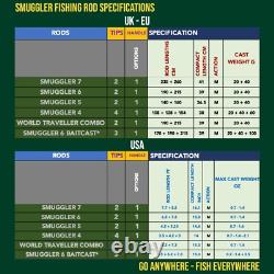 Smuggler 6 Baitcast Rod & Case Rod Lengths 170cm 5'7,190cm 6'3,215cm 7'+3 Tips
