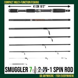 Smuggler 7 Compact 8.5ft Travel Fishing Rod 2 tips for spin and general fishing