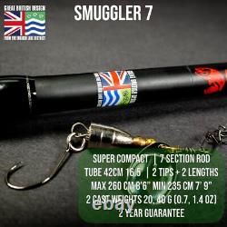 Smuggler 7 Compact 8.5ft Travel Fishing Rod 2 tips for spin and general fishing