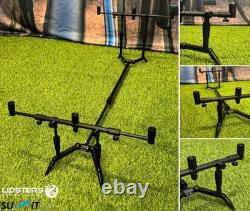 Summit x Lidsters Carp Fishing Rod Pod Mini Points Black 3 Rods Black Screw