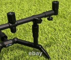 Summit x Lidsters Carp Fishing Rod Pod Mini Points Black 3 Rods Black Screw