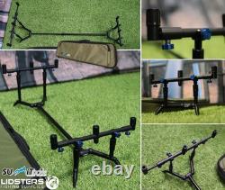 Summit x Lidsters Carp Fishing Rod Pod Mini Points Black 3 Rods Blue Screw