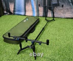 Summit x Lidsters Carp Fishing Rod Pod Mini Points Black 3 Rods Blue Screw