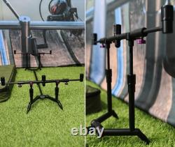 Summit x Lidsters Carp Fishing Rod Pod Mini Points Black 3 Rods Purple Screw