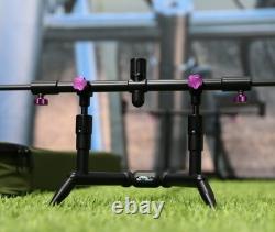 Summit x Lidsters Carp Fishing Rod Pod Mini Points Black 3 Rods Purple Screw