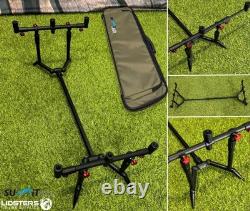 Summit x Lidsters Carp Fishing Rod Pod Small Feet Red Aluminium 3 Rods tackle