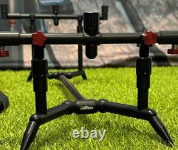 Summit x Lidsters Carp Fishing Rod Pod Small Feet Red Aluminium 3 Rods tackle