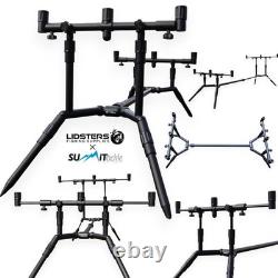 Summit x Lidsters Carp Fishing Rod Pod UK Made Black Aluminium Adjustable 3 Rods