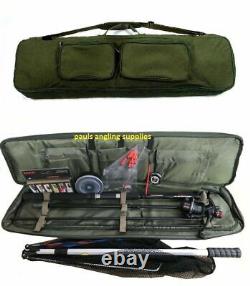 Travel Fishing Rod, Reel Floats Shot, Spinners, Net, Hooks Deluxe Bag Kit Case