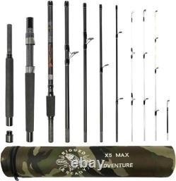 X5 MAX Travel Fishing Rod 9-in-1 Combo 2.7m/2.45m/2.25m + 4 Tips, 43cm Carry