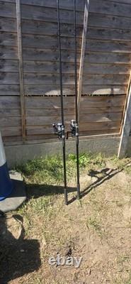 2 Canne à Pêche au Carpe et Moulinets à Bait Runner avec sac