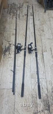 2 Canne à Pêche au Carpe et Moulinets à Bait Runner avec sac