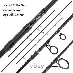 2 X Ngt Profiler Extender Carp Rods 12ft 2pc 3lb Compact Carp Fishing Rod Carbon