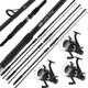 3 X Max 60 Moulinet + 3 Ngt Carp Max 12ft 2pc Canne à Pêche Carpe Matériel De Pêche Au Gros Poisson